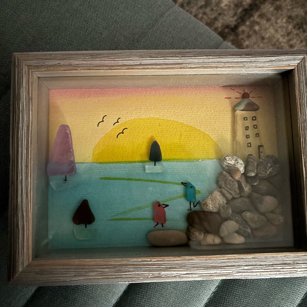 Yellow and Blue Mixed Media Coastal Wall Decor